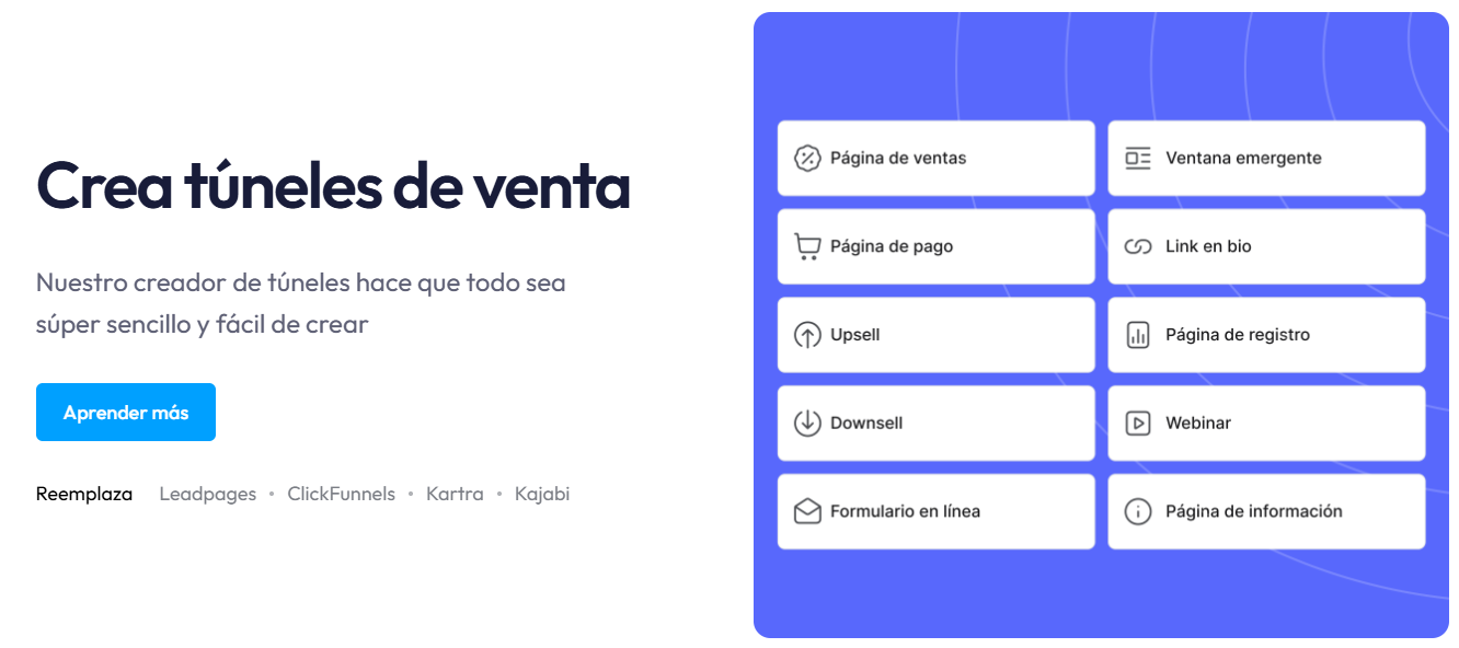 Con systeme.io puedes crear túneles de venta