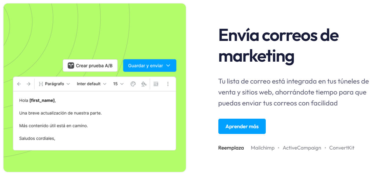 Envía correos de marketing a tus suscriptores de manera gratuita con systeme.io