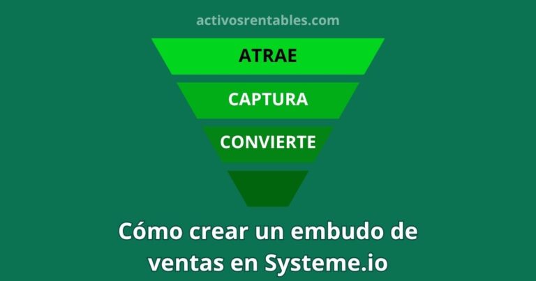Diagrama de embudo de ventas en Systeme.io con tres fases: Atrae, Captura y Convierte