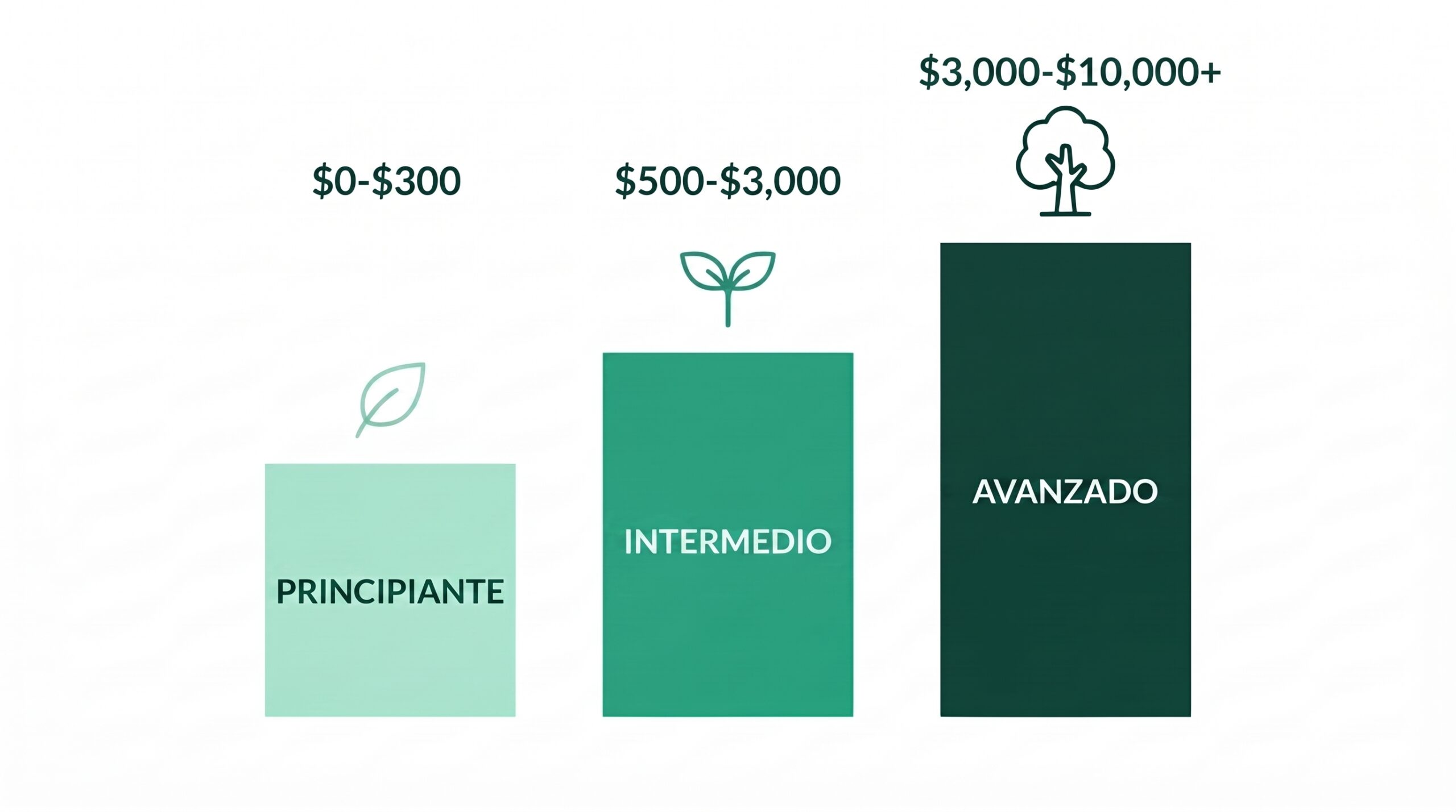 Infografía de cuánto ganan los afiliados según su nivel de experiencia: principiante, intermedio y avanzado