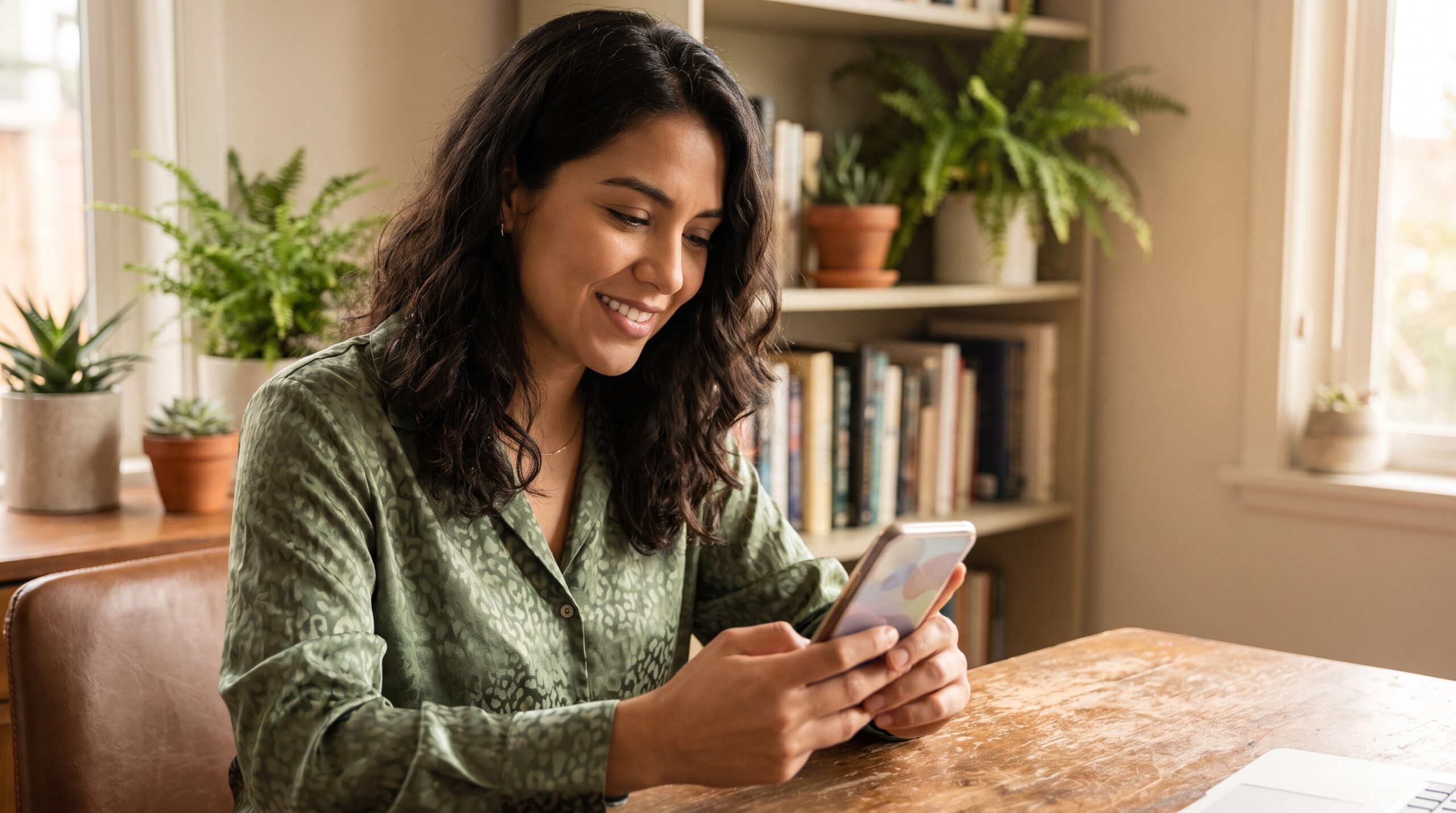 Mujer revisando el portafolio de un inversor para copiar en eToro desde su teléfono