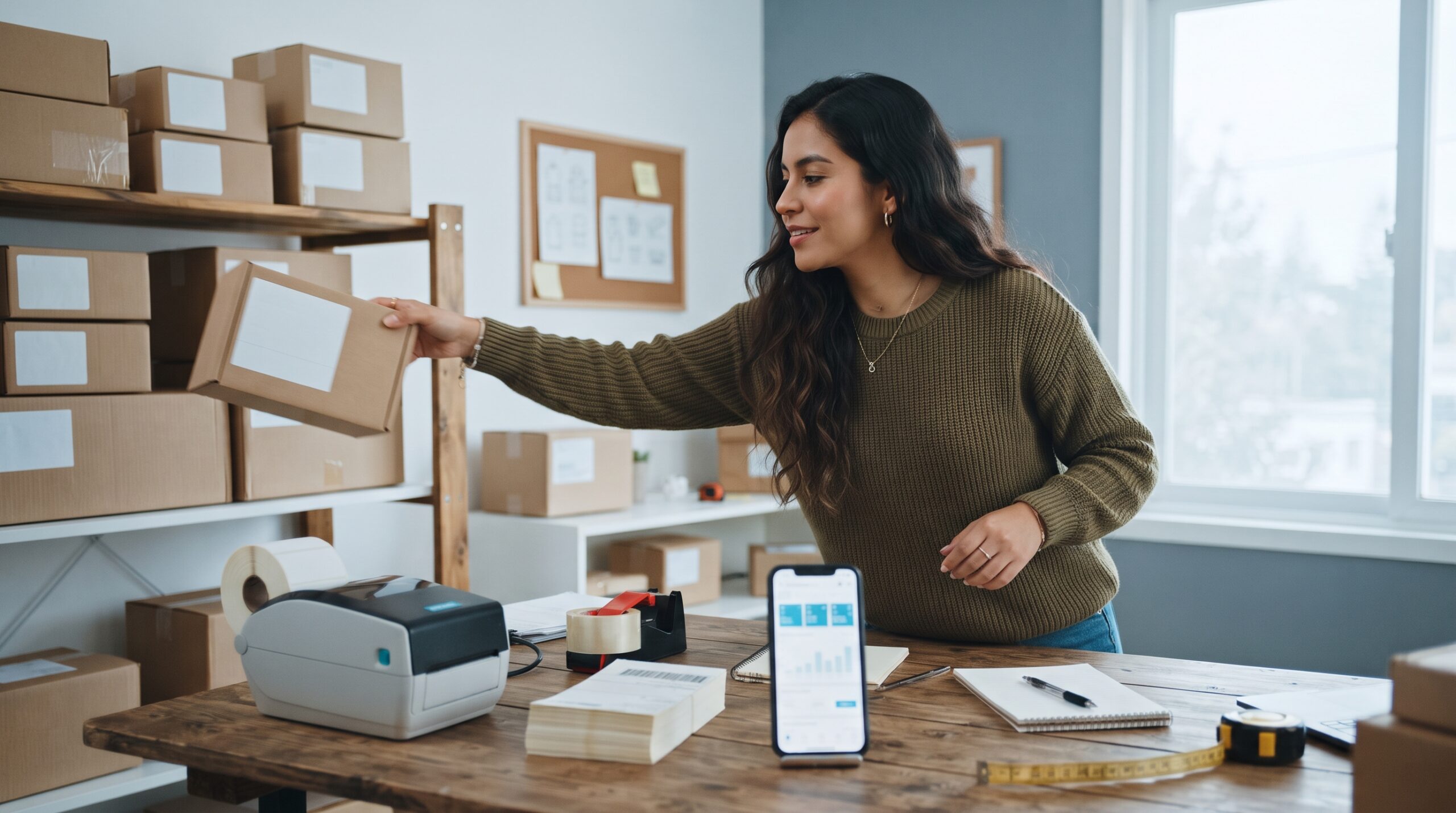 Emprendedora gestionando pedidos de su tienda de dropshipping